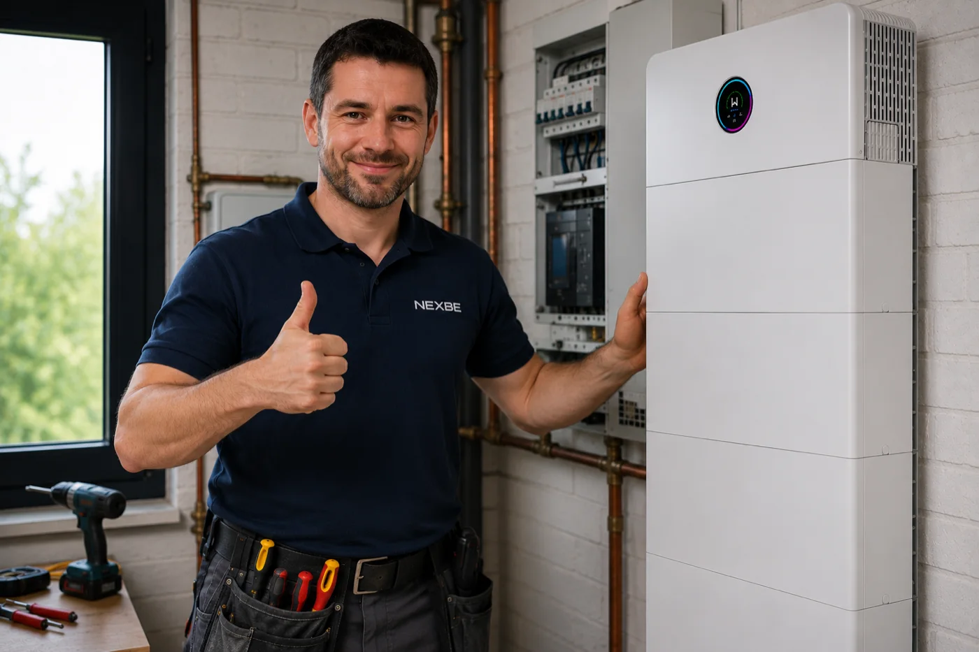 Monter NEXBE z zamontowanym magazynem energii